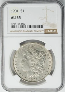 1901 Morgan Silver Dollar $ AU55 NGC 950192-7 - Picture 1 of 3