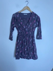 White Stuff Dress Size UK 10 Faux Wrap Style Midi Umbrella Unusual Cocoa Quirky - Picture 1 of 7