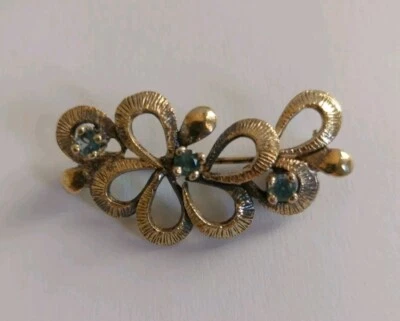 Spilla In Argento Dorato E Pietre - Immagine 1 di 4