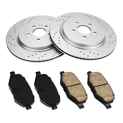 Rear Drilled Rotors Brake Pads For 2015 2016-2019 Ford Explorer Flex Lincoln MKT - Изображение 1 из 4
