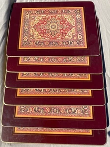 6 Orange Rug Cork Back Placemats Set 8x11” VGUC - Picture 1 of 11