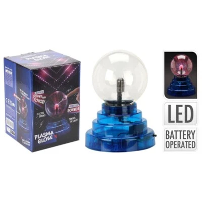 Interactive Plasmakugel mit Lichteffekt 14 cm blau batteriebetrieben Neu OVP! - Bild 1 von 2