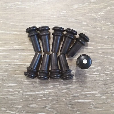 Möbelknopf 15mm Holzknopf Holz schwarz Ebenholz/ Perlmutt Auge, Viola Endknopf - Bild 1 von 2