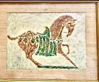 Vtg 70s Chinese Stone Rubbing Tang Dynasty (500 Ad) Horse Beautifully Framed Euc