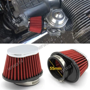2x Motorcycle Air Filters 55mm Oval High Flow Cone Pods Kit Fits 28-34mm Carbs - Picture 1 of 11