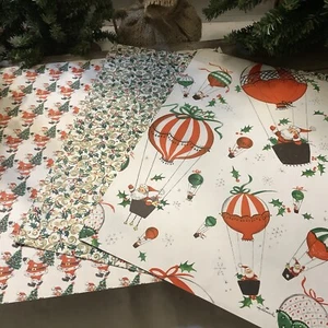 572🌟 LOTE (3) Hojas de Papel de Envoltura de Regalo de Navidad Antiguo de Colección SANTAS Sello - Imagen 1 de 6