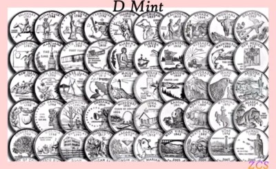 1999 - 2008 D Mint Complete 50 State Hood Quarters Set U.S. Mint Roll Coins - Image 1 of 2