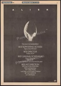 ALIEN - Original 1980 Trade AD / Oscar AD / poster _ Sigourney Weaver _ 1979 - Picture 1 of 1