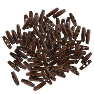 100pcs Vintage Style Wooden Toggle Buttons for Cloth Sewing - Picture 1 of 6