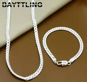 Bracciale in argento Sterling 925 20cm e collana argento Sterling 50cm Unisex - Foto 1 di 6
