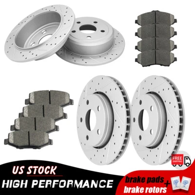 Kit de pastillas de freno de cerámica rotores de disco delanteros traseros para Jeep Wrangler 2007-2017 Foto 1 de 4