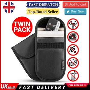 2x Car Key Signal Blocker Faraday Pouch Case - Fob Keyless RFID Blocking Cage UK - Picture 1 of 7