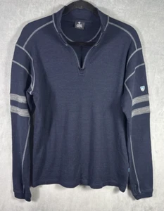 Suéter Pullover Kuhl Lana Merino Para Hombre Equipo 1/4 Cremallera Senderismo Capa Base Talla L Azul Marino - Imagen 1 de 14