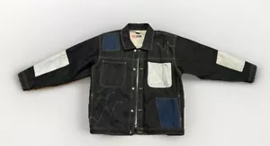 Vintage Dr. Jeans Denim Jacket Men’s Size XXL Black/ Blue Color Block Ships Fast - Picture 1 of 6