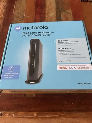 Motorola MG7540-10 16x4 Cable Modem Plus AC1600 Wifi Router - Black All In One - Image 1 of 4