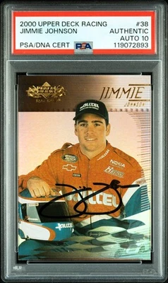 2000 Upper Deck Racing #38 Jimmie Johnson Rookie Card Auto PSA/DNA Gem Mint 10 - Image 1 of 4