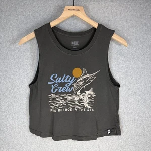 Salty Crew Damen Top Crop Small schwarz Baumwolle ärmellos Grafik Tank - Bild 1 von 7