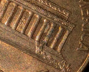 1998 1c Lincoln Penny Die Error Reverse Die Break Double Reverse Pillars Au/Ms - Picture 1 of 15
