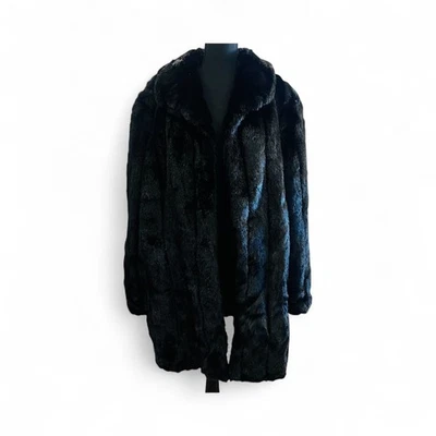 Abrigo completo de piel sintética Dennis Basso 3X con sombrero, guantes y bolsa de viaje con logotipo - como N Foto 1 de 4