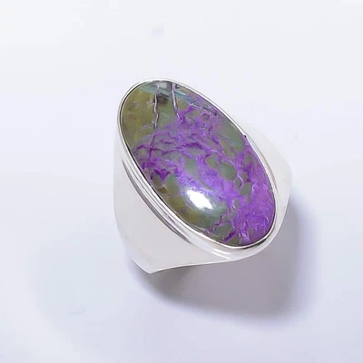 Variscite In Purpurite Gemstone 925 Sterling Silver Handmade Ring s.8.5 A352 - Image 1 of 4