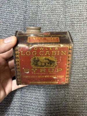 Vintage Towle's Log Cabin Syrup Metal Tin table Size 1 lb (no lid) - Image 1 of 4