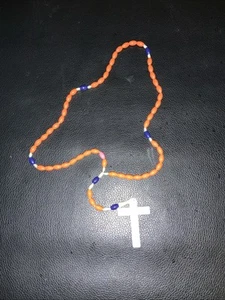 Vintage Orange Beaded Rosary #100 - Picture 1 of 4