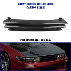 Carbon Fiber Front Bumper Grille Grill Kit For Nissan S13 Silvia 1989-1994 1993 - Picture 1 of 14