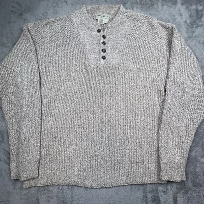 Suéter Eddie Bauer Henley Hombre Talla Grande Marrón 1/4 Abotonado Hecho en EE. UU. De Colección Foto 1 de 4