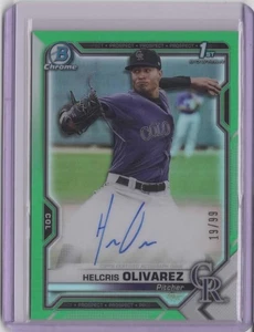 2021 Bowman Chrome Prospect Autographs Green Refractors #CPAHO Helcris Olivarez - Picture 1 of 2