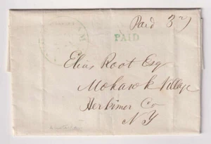 E3860: 1853 Amsterdam, NY "Green" Stampless Cover, Letter - Photo 1 sur 2