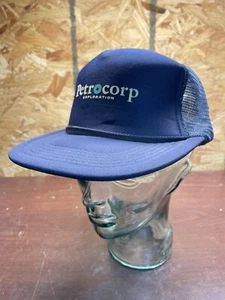 Vintage Navy Blue Petrocorp Trucker Rope Snapback Foam & Mesh Back Hat - Picture 1 of 8