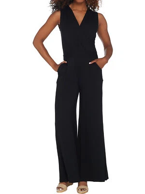 LISA RINNA Size L Sleeveless Jumpsuit BLACK - Image 1 of 3