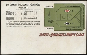 Monte Carlo. Postcard. Thirty & Forth Card Game - Rules of the Game. Undated - Picture 1 of 2