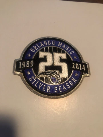 Orlando Magic Silver Season Patch. 1989-2014 25th Anniversary NBA SHAQ PENNY Cover