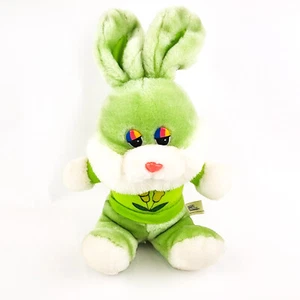 Vintage Soft Things Easter Bunny Plush Rabbit Green with Plastic rainbow eyes - Picture 1 of 12