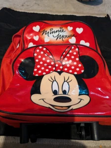 Disney Kids Backpack Trolley Bag on wheels School Travel Minnie Mouse Fast Post - Picture 1 of 9