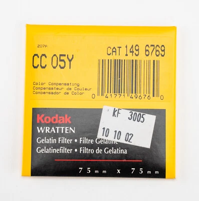 Kodak CC05Y Wratten Gelatin Filter 75mm (3 inch) Square 149 6769 - NEW  - Image 1 of 2