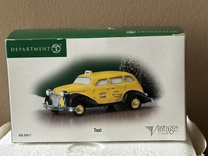 Dept 56 #59417 Taxi Yellow City Cab Vintage Cars Christmas Village Accessory. - Picture 1 of 9