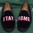 Nib  Stubbs And Wootton Rare Stay Home Embroidered Slipper  Black Velvet  Wmn 7