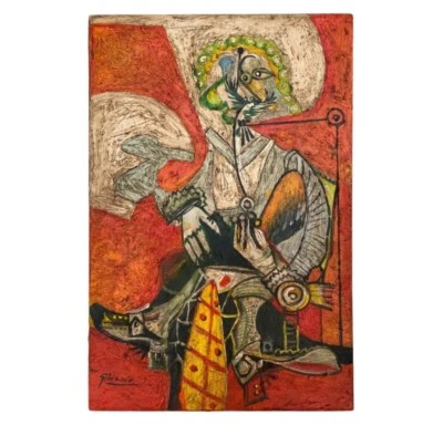 Pablo Picasso Artist Oil Painting Canvas Signed Stamped Hand Handmade Vintage - Image 1 of 2