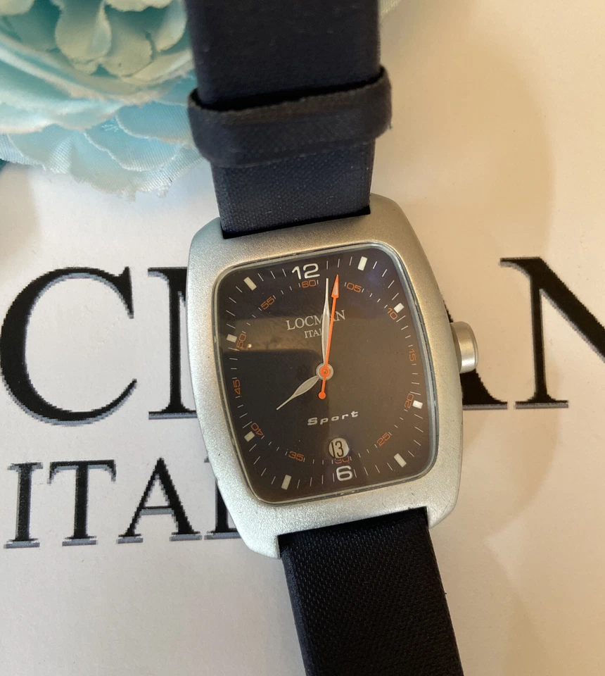 Reloj deportivo Locman R 488 esfera azul correa de cuero caja de aluminio caja Italia Foto 1 de 4