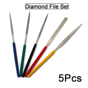 5PCS 4" 100mm Diamond Needle File Coated Flat Set Metal Carving Jewelry Tool - Picture 1 of 5