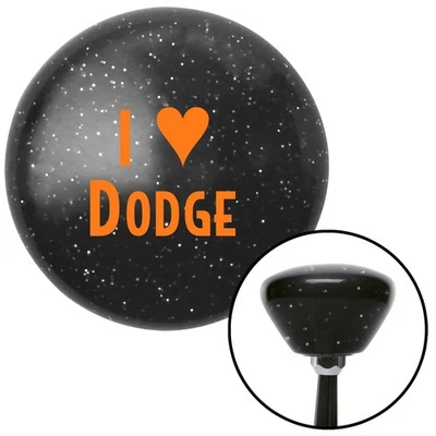 Orange I <3 DODGE Black Retro Metal Flake Shift Knob w/ M16x1.5 Insert Shifter - Image 1 of 4