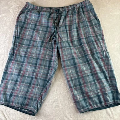 Cacique Womens Pajama Pants 22/24 Blue Red Silver Drawstring Lounge Sleep Crop - Image 1 of 4