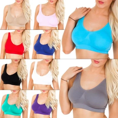 Womens Sports Crop Top Vest Padded Stretch Seamless Women Fitness Yoga Bra   - Image 1 of 3