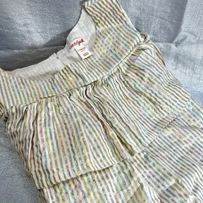 Cat & Jack Metallic Rainbow Striped Tiered Ruffle Dress Girls Size L (10/12) - Image 1 of 4