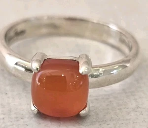 TIFFANY Sterling Silver Orange Chalcedony 7mm Paloma's Sugar Stacks Ring - Picture 1 of 10