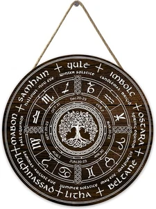 Rad des Jahres Holzschild, Sabbats heidnische Hexe Schild, Wicca Feiertage, Wicca Ca - Bild 1 von 5