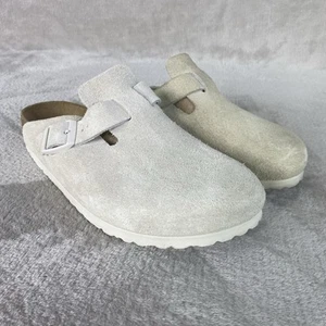 Birkenstock Boston Womens Clogs Sandals EU 39 US 8 Bone Off White Suede Buckle - Imagen 1 de 10