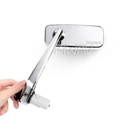 Bar end mirrors Classic chrome retangular fits 1" & 1-1/4" hollow bar ID 17-24mm - Image 1 of 4